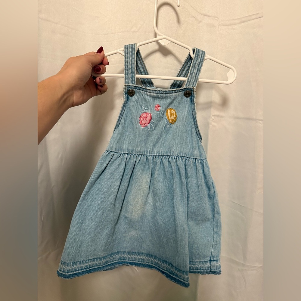 H&M Light Blue Kids Overalls with Floral Embroidery